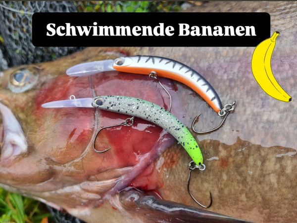 BANANEN-WOBBLER für Forellen: 2 SCHWIMMENDE Banana Joe Wobbler