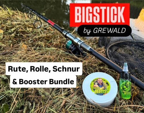 GREWALD'S BIG STICK COMBO: Starke Tele-Rute, Freilaufrolle & Ewald's Bestes Bundle